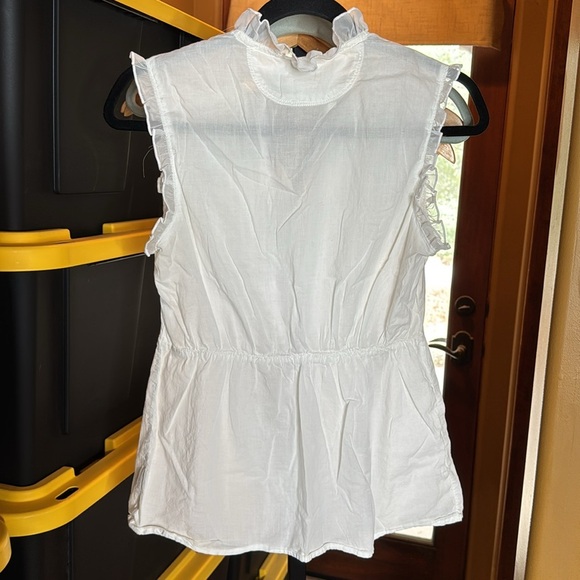 CONVERSE ONE STAR White Ruffle Detail Blouse 100% Cotton Size Small - Picture 12 of 13